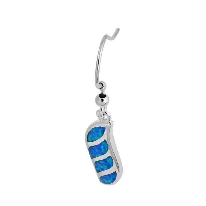Sterling Silver Blue Lab Opal Stunning Leaf Hook Earrings