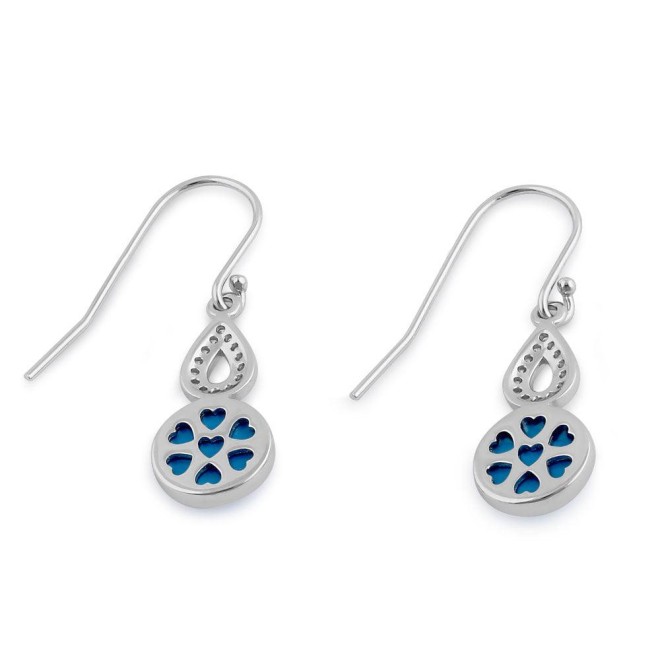 Sterling Silver Blue Lab Opal Semi Sphere Hollow Pear CZ Earrings