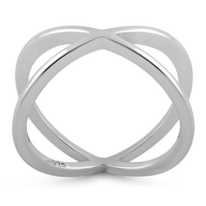 Sterling Silver Overlapping X Ring