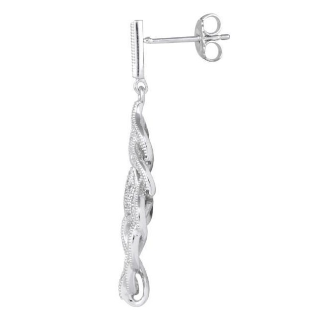 Sterling Silver Twisted Chandelier Drop CZ Dangle Earrings