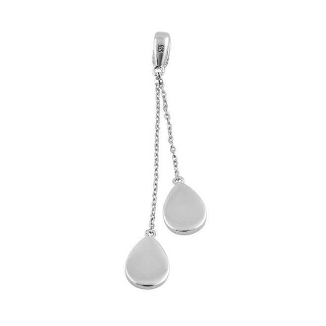 Sterling Silver White Lab Opal Drop Dangle CZ Pendant
