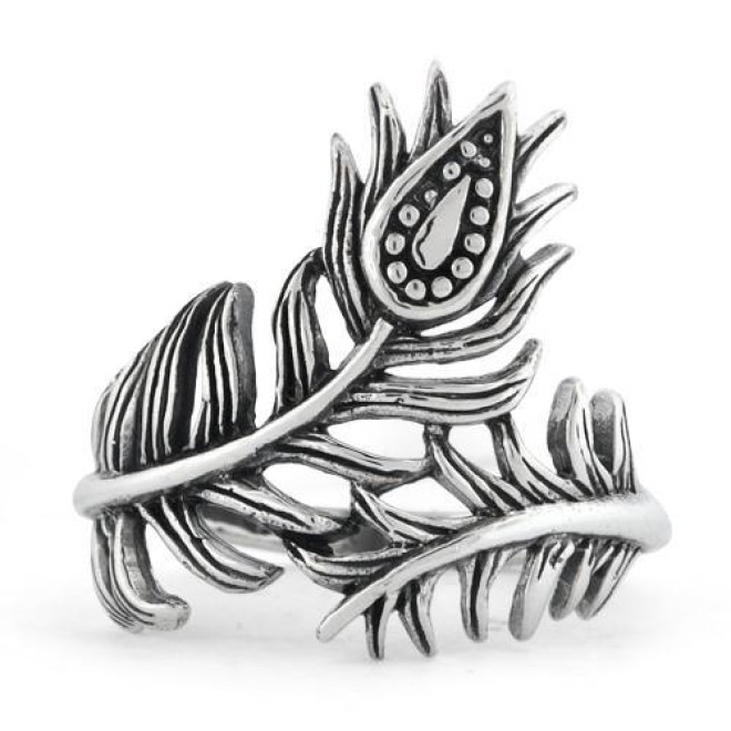 Sterling Silver Leaf Flower Ring