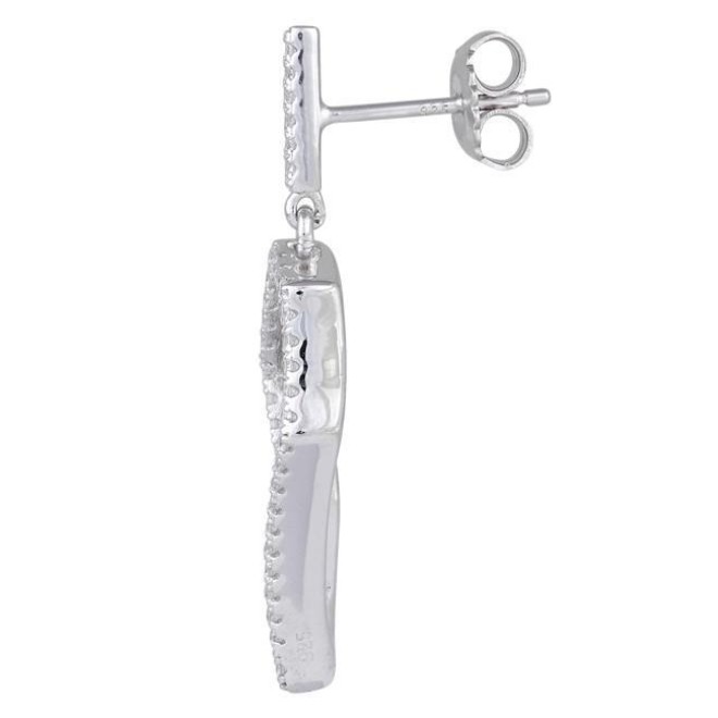 Sterling Silver Abstract CZ Dangle Earrings