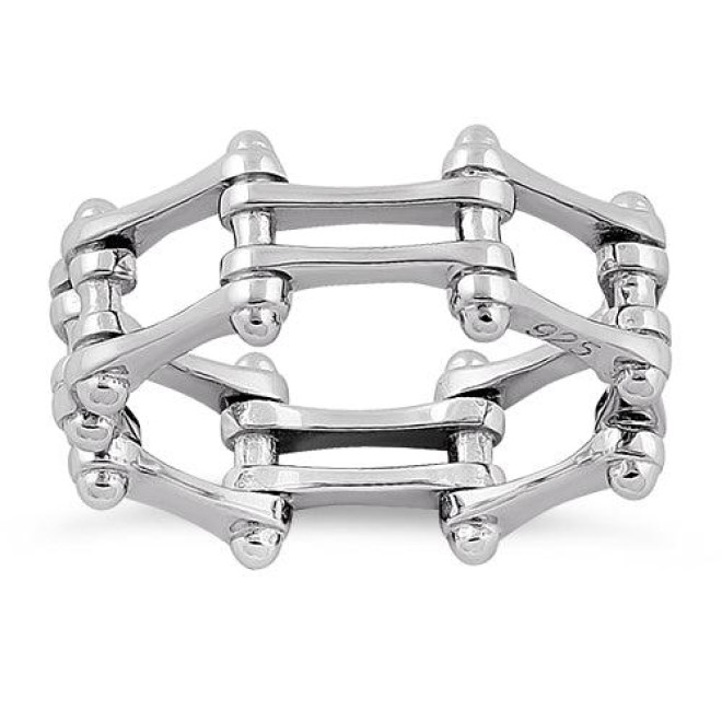 Sterling Silver Motorcycle Chain Ring