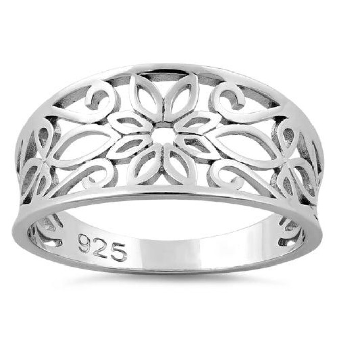 Sterling Silver Filigree Flower Ring