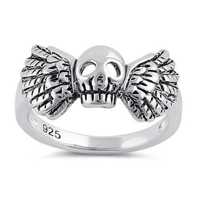 Sterling Silver Winged Skull Ring