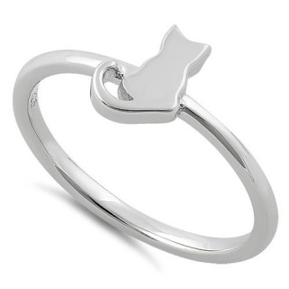 Sterling Silver Plain Cat Ring