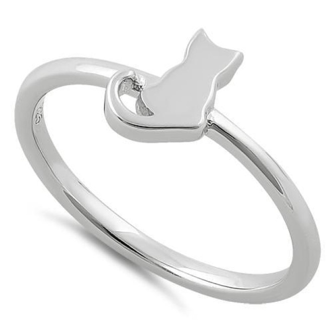 Sterling Silver Plain Cat Ring