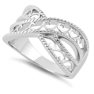 Sterling Silver Elegant Overlapping Waves Ring