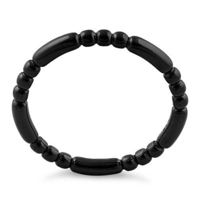 Black Rhodium Plated Stackable Bead and Bar Ring