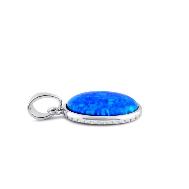 Sterling Silver Blue Lab Opal Oval Pendant