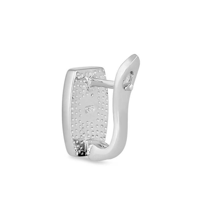 Sterling Silver White Lab Opal Squoval Earrings