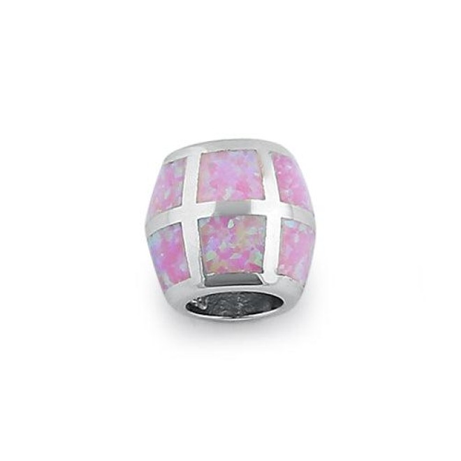 Sterling Silver Pink Lab Opal Slider Bead Pendant