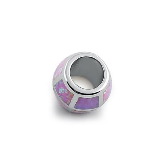 Sterling Silver Pink Lab Opal Slider Bead Pendant