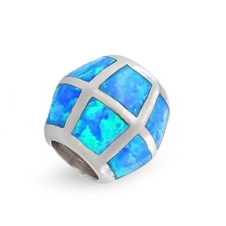 Sterling Silver Lab Opal Slider Bead Pendant