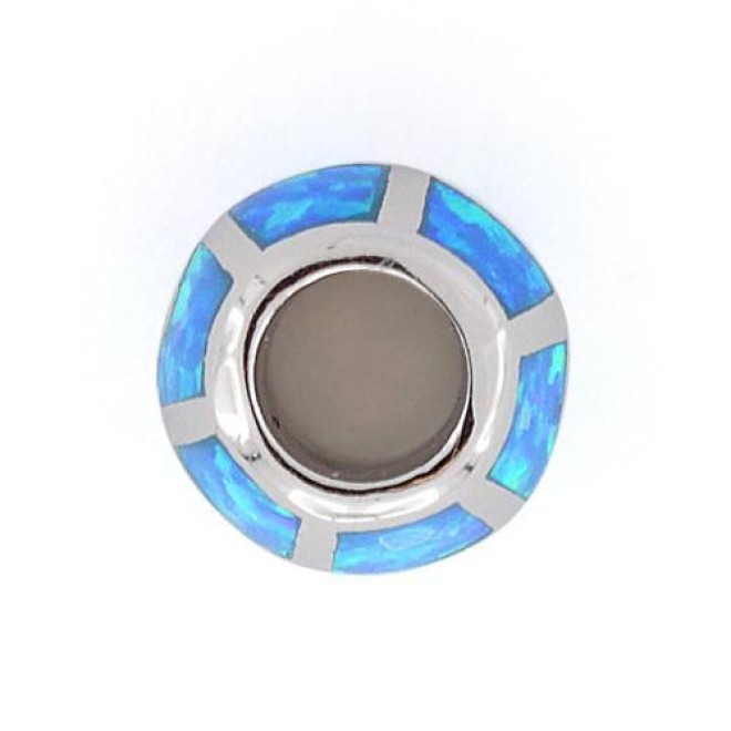 Sterling Silver Lab Opal Slider Bead Pendant