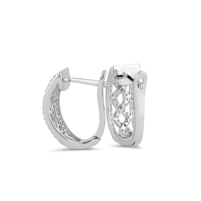 Sterling Silver Clear CZ Twist Hoop Earrings