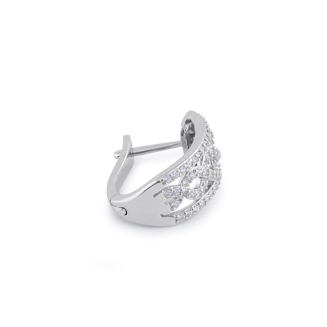 Sterling Silver Clear CZ Twist Hoop Earrings