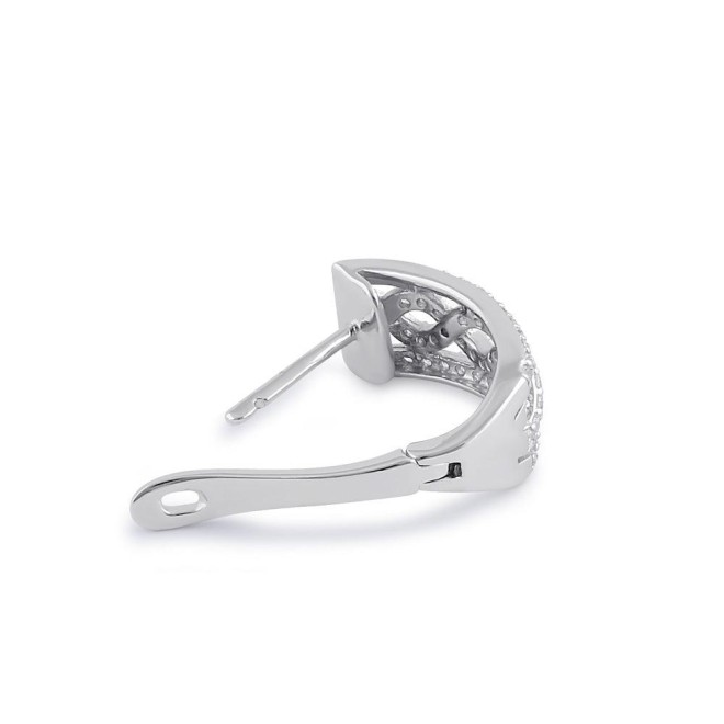 Sterling Silver Clear CZ Twist Hoop Earrings