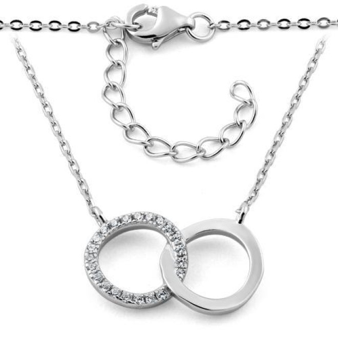 Sterling Silver Double Halo CZ Necklace