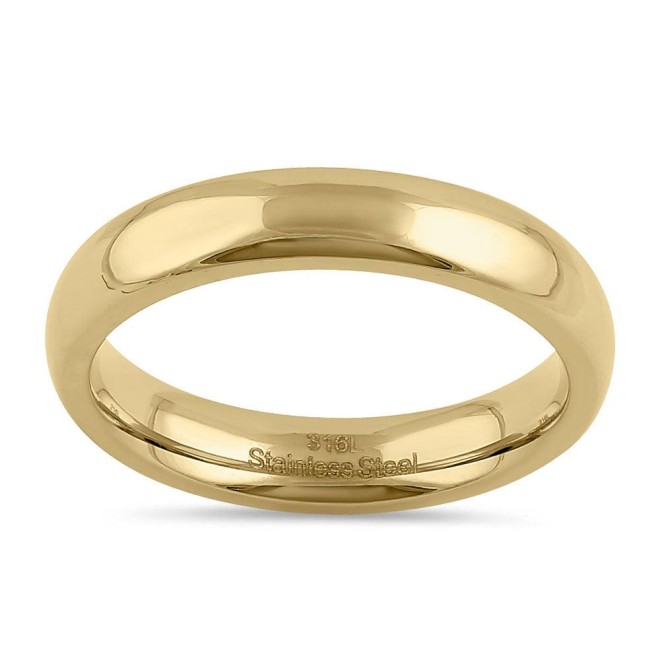 Stainless Steel 4mm Yellow Gold High Polish Band Ring