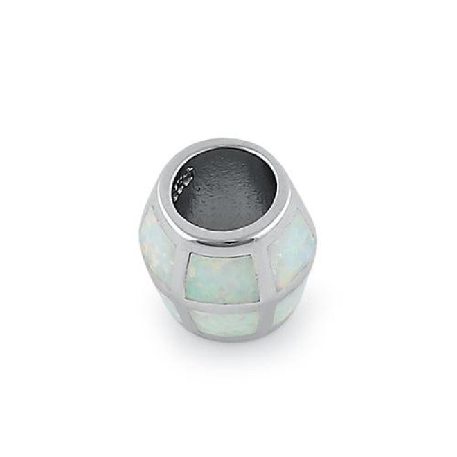 Sterling Silver White Lab Opal Slider Bead Pendant