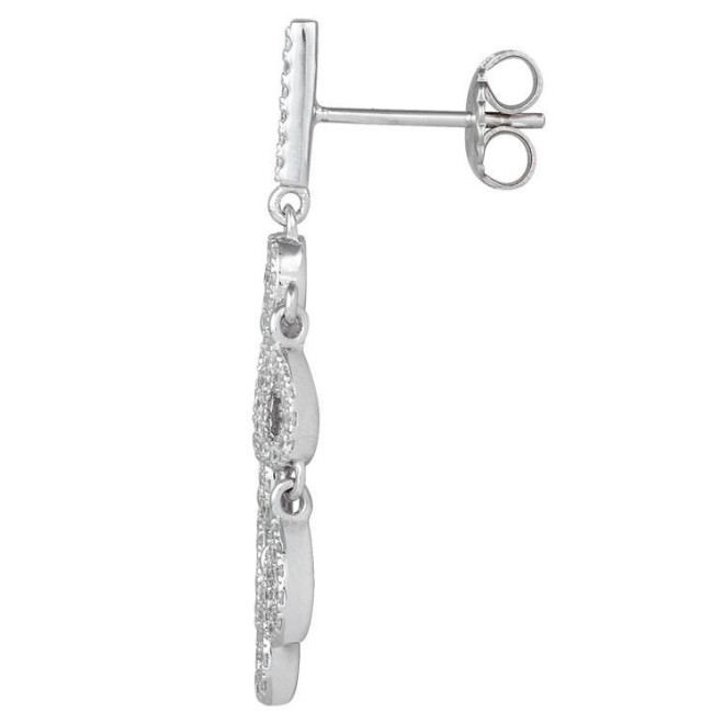 Sterling Silver Chandelier Drop CZ Dangle Earrings