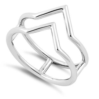 Sterling Silver Double V Ring