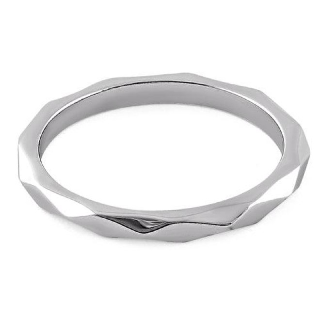Sterling Silver 2mm Diagonal Facet Ring