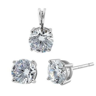 Sterling Silver Clear CZ Set