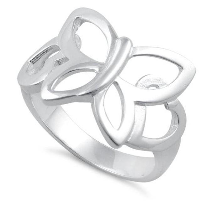 Sterling Silver Butterfly Heart Ring