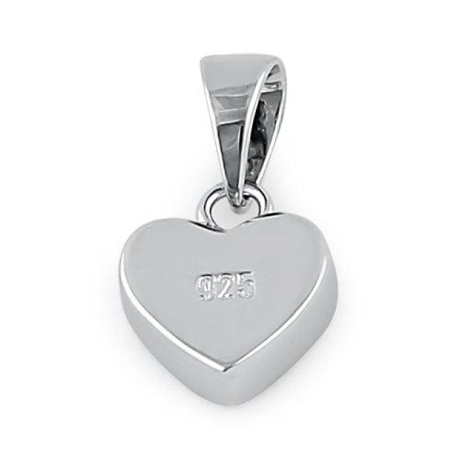 Sterling Silver Small Heart White Lab Opal Pendant