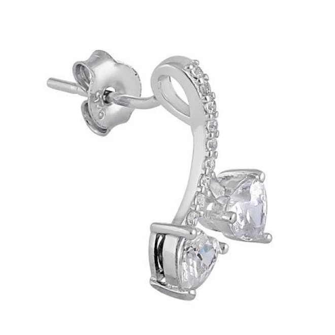 Sterling Silver Cherry Hearts Clear CZ Earrings