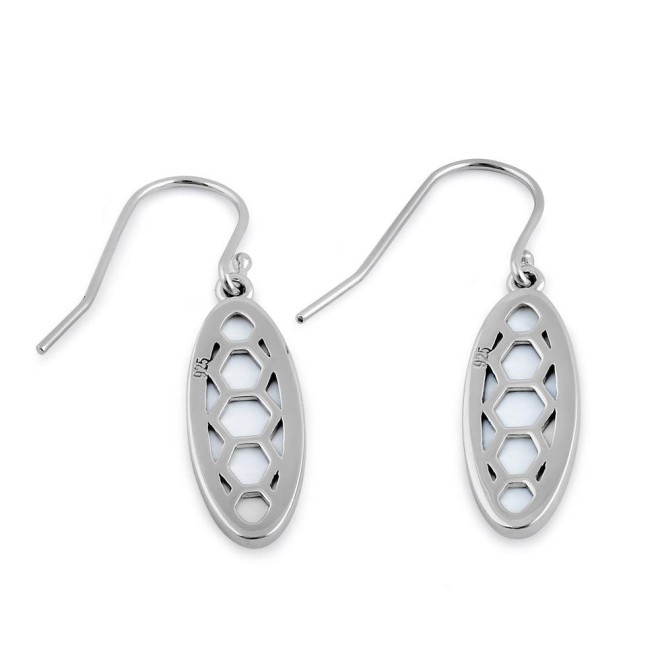 Sterling Silver White Lab Opal Long Oval Earrings