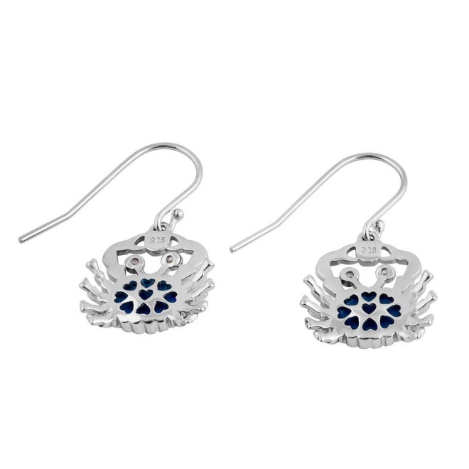 Sterling Silver Blue Lab Opal Crab CZ Earrings