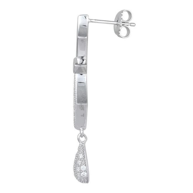 Sterling Silver Triangle Drop CZ Dangle Earrings