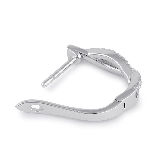 Sterling Silver Clear CZ Twist Hoop Earrings