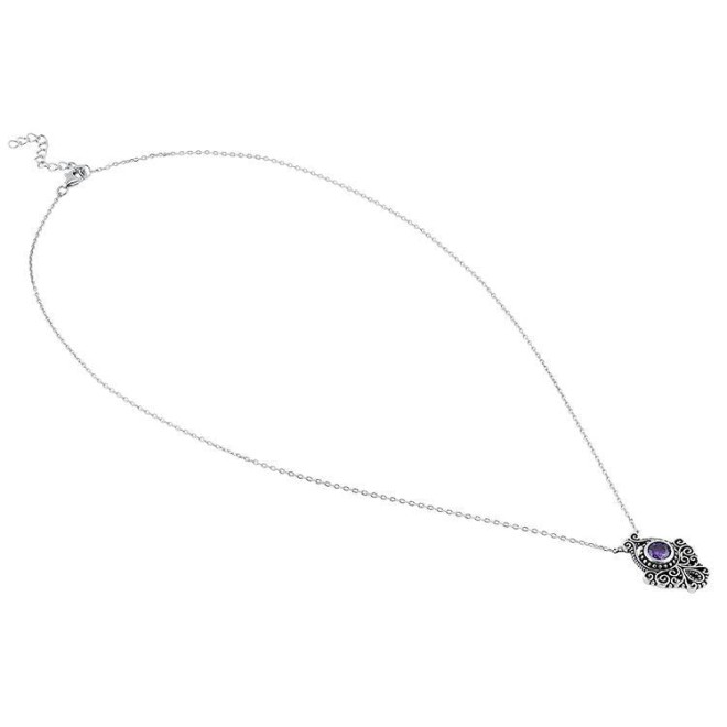 Sterling Silver Vintage Amethyst CZ Necklace