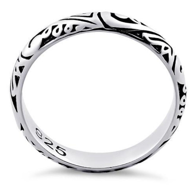 Sterling Silver Abstract Design Eternity Band