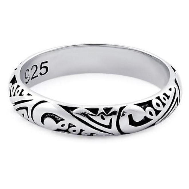Sterling Silver Abstract Design Eternity Band
