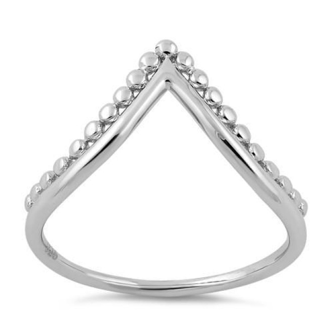 Sterling Silver V Shape Beads Ring