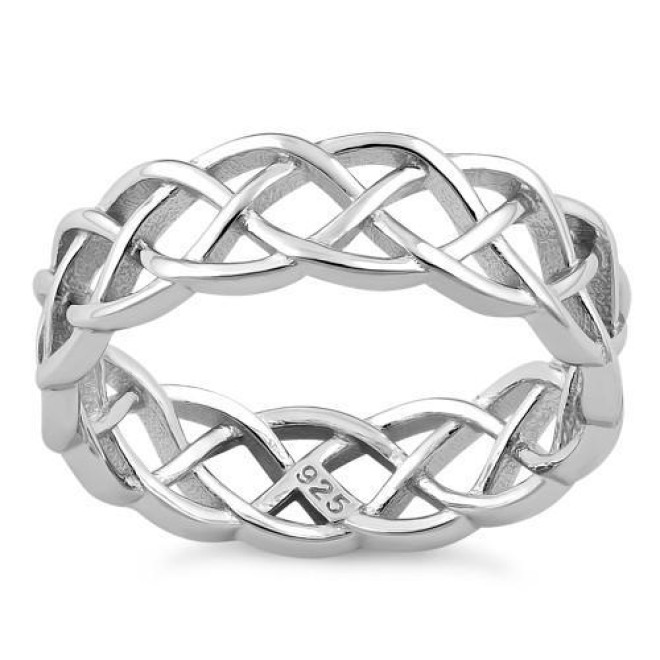 Sterling Silver Celtic Bradied Band Ring