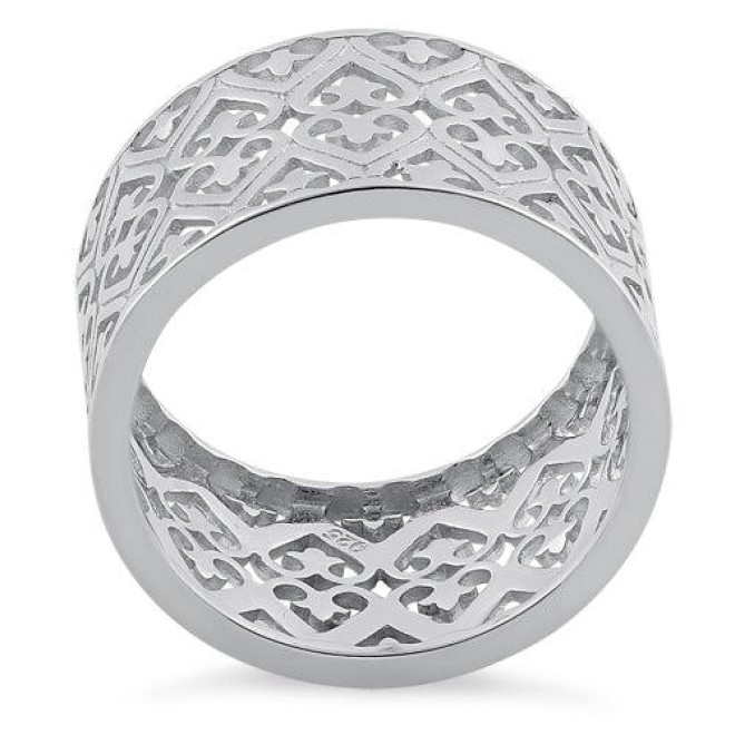 Sterling Silver Hearts Band Ring
