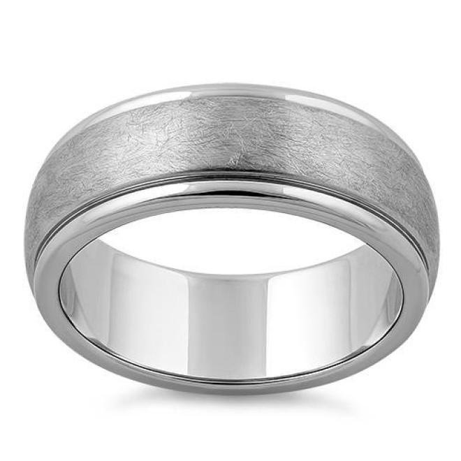 Stainless Steel Wire Matte Finished Groove Band Ring