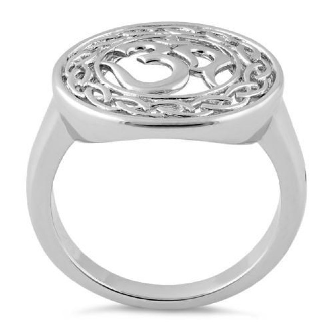 Sterling Silver Om Round Ring