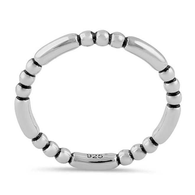 Sterling Silver Stackable Bead and Bar Ring