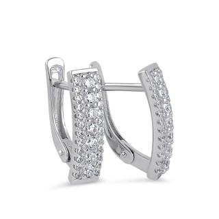 Sterling Silver Clear CZ Hoop Earrings