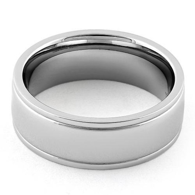 Stainless Steel Double Groove Polished Band Ring