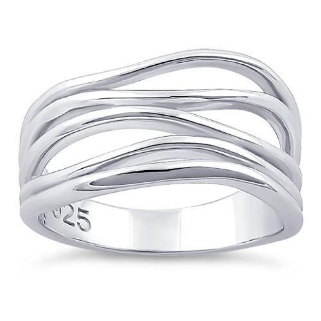 Sterling Silver Loosen String Pattern Ring