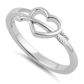 Sterling Silver Cupid's Arrow Heart Ring